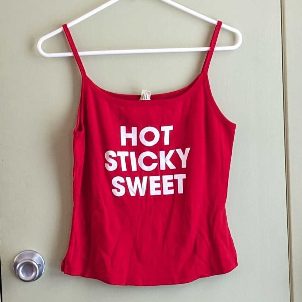 Spaghetti strap tank top, Def Leppard-themed, womens X large